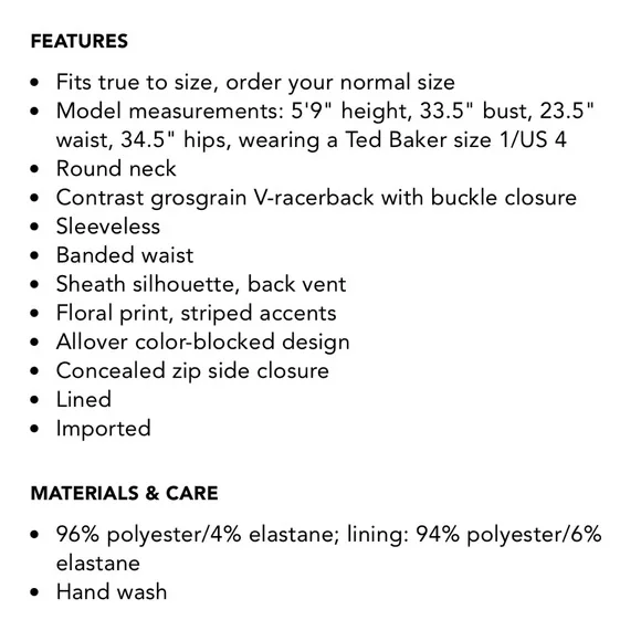 NWT Ted Baker Nanina Neapolitan Print Floral Sheath Dress size 4 - Picture 17 of 17